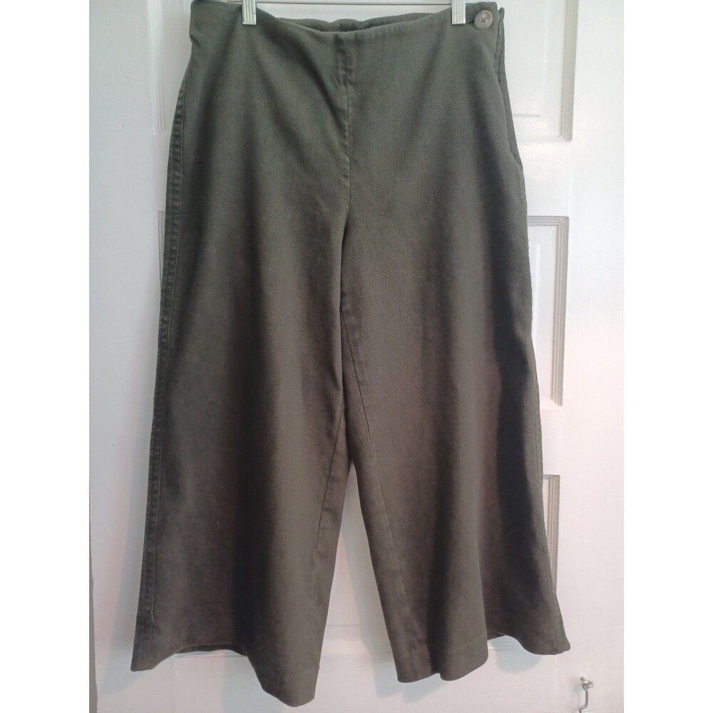 Vince dark green wide leg crop pants womens 12 minimalist capsule neutral fall